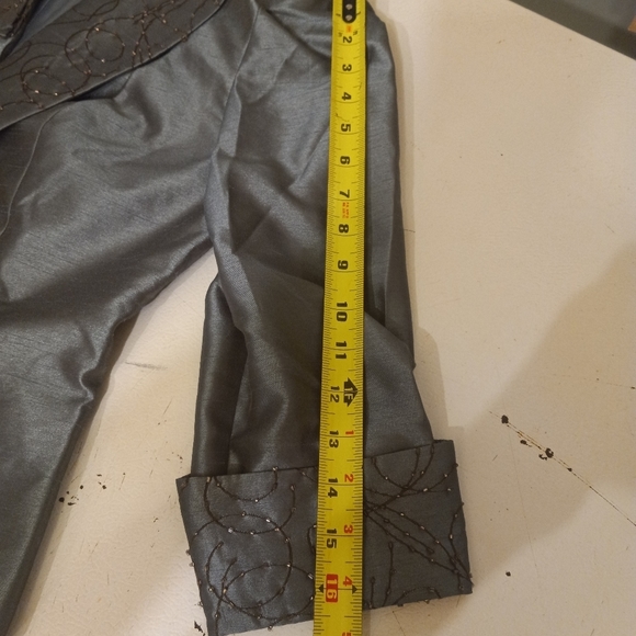 Cachet 2pc Lg Formal Dress Crop Jacket Sage Green Embroider Rhinestones Sz 8/36 - Picture 12 of 16